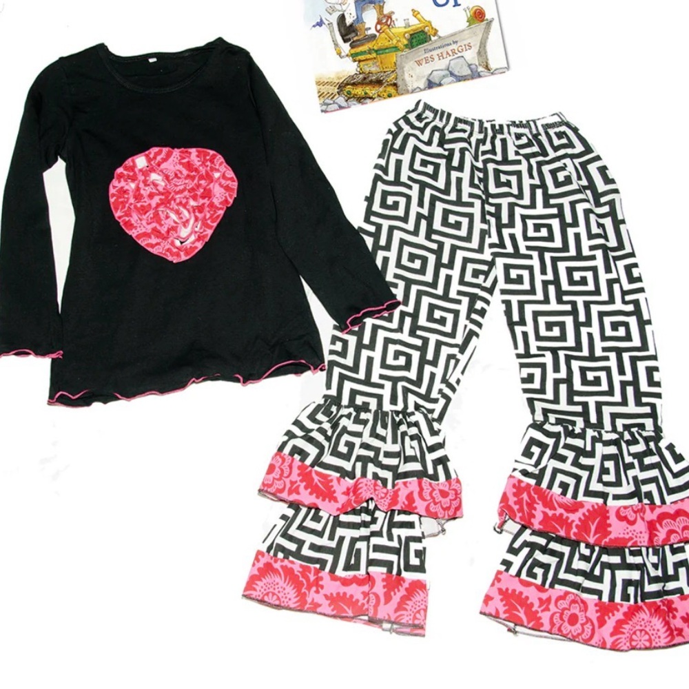 Black and Pink Kids Pajamas Set